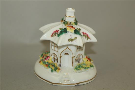 Five Staffordshire porcelain toll house pastille burners, c.1835, height 8.5 - 17cm